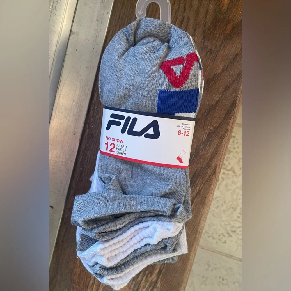 Fila Men's Gray And White No Show Socks 12 Pairs Brand NEW In PACKAGE - Picture 8 of 9